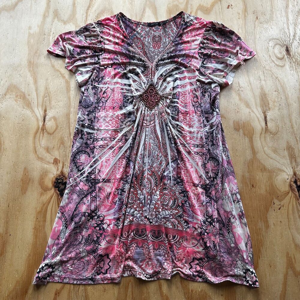 Apt. 9 Y2K Pink Paisley Mini Dress - 1X